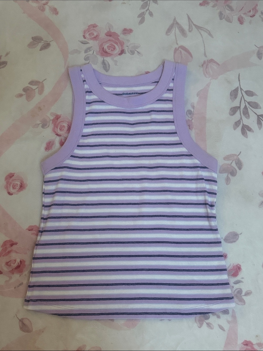 Old Navy Lavender and White Striped Tank Top